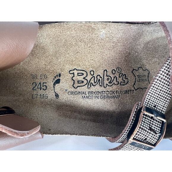 Birki’s Birkenstock Sandals Lillie Brown Plaid Ankle Strap Women Size EU 38 US 7 - Picture 4 of 10